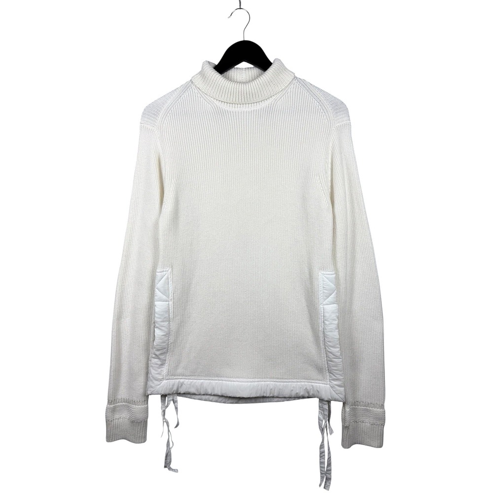 HELMUT LANG Military Ribbed Mock Neck Cotton Sweater Women's S in White, Cream